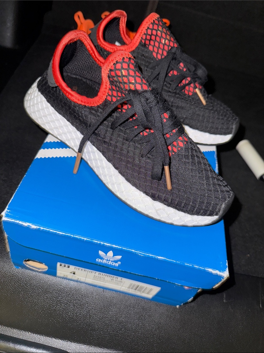 adidas Kids Black and Red Mesh Athletic Sneakers